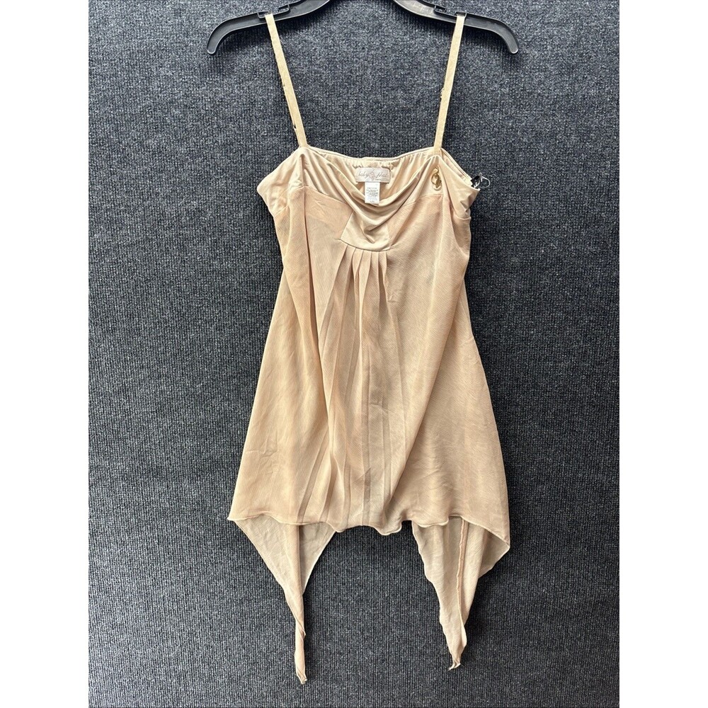 Vintage Y2K Baby Phat Babydoll Tan Sheer Cowl Neck Top Large L 2000s Made USA